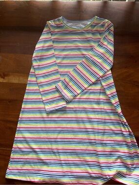Primary Rainbow Stripe Long-Sleeve Nightgown in Multicolor